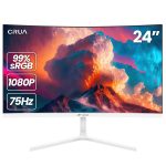 CRUA 24″ FHD 75Hz Curved Computer Monitor,1080P Ultra-narrow bezel Office Monitor,99% SRGB,8 bit,16:9,AMD FreeSync, HDMI,White