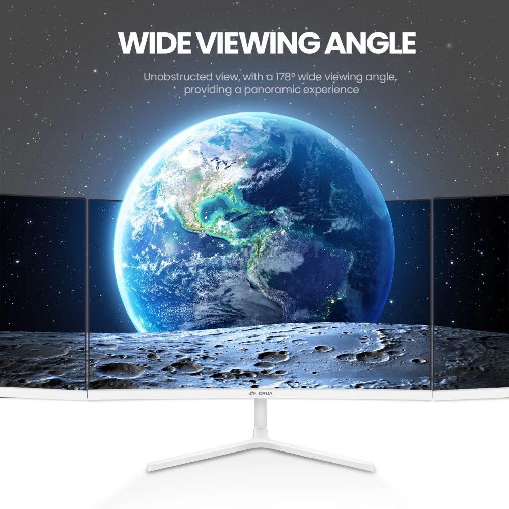 CRUA 24" FHD 75Hz Curved Computer Monitor,1080P Ultra-narrow bezel Office Monitor,99% SRGB,8 bit,16:9,AMD FreeSync, HDMI,White