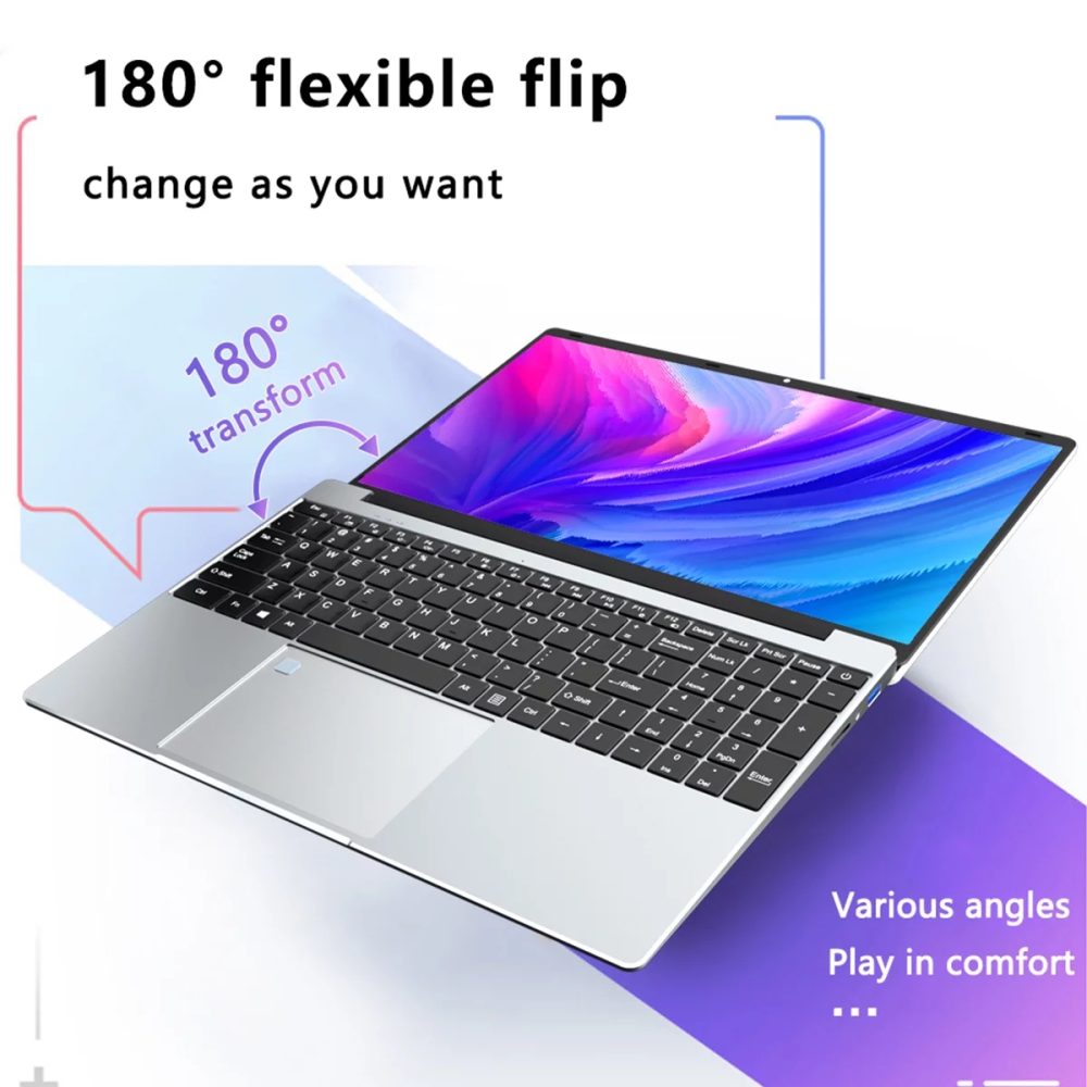 KUU Yepbook Computer 15.6" Windows 11 Pro Laptop with 16GB RAM 512GB SSD, Intel Celeron Processor and Backlit Keyboard - Great for Everyday Use