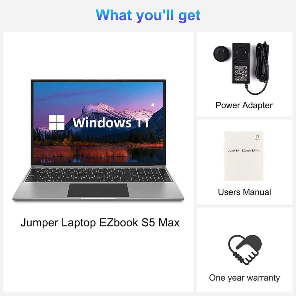 Jumper 16in Windows 11 Laptop 16GB RAM 512GB SSD Computer 4-Core Intel Celeron 1920*1200 IPS Screen