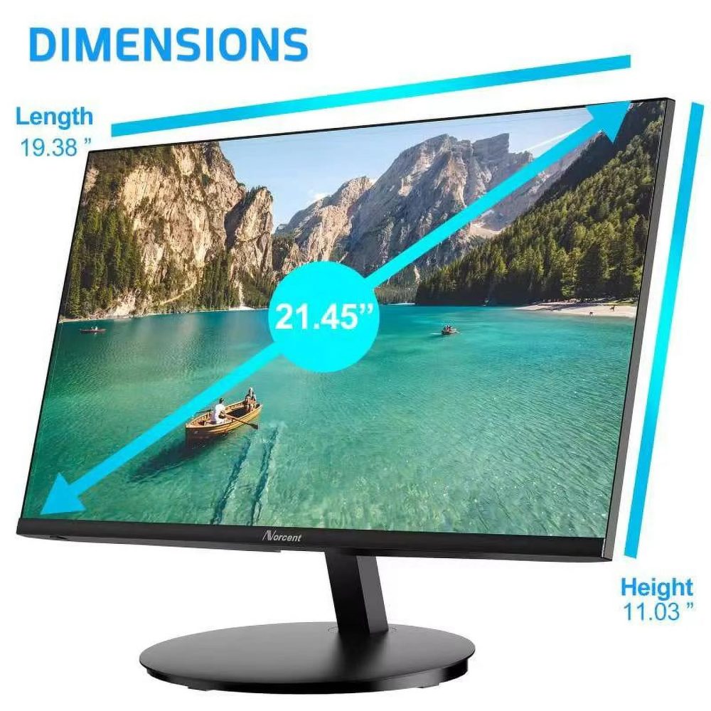 Norcent 22 Inch Monitor with HDMI VGA Port, 1080P 75Hz Full HD VA LED Ultra Thin Bezel Display, Flicker-Free, Blue Light Filter, Built-in Speakers, Tilt Adjustment