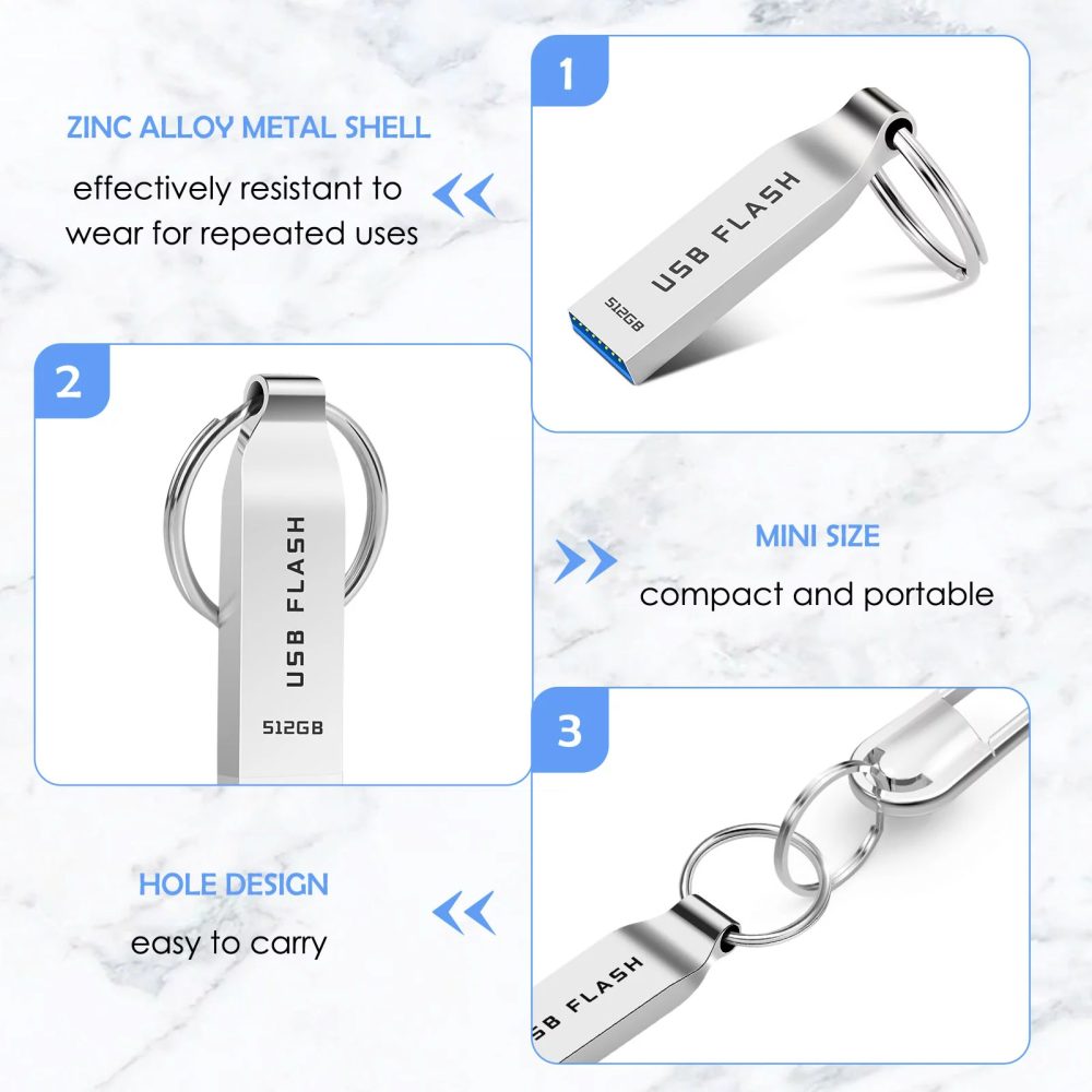 windyrow USB Flash Drive 512 GB Metal Memory Stick