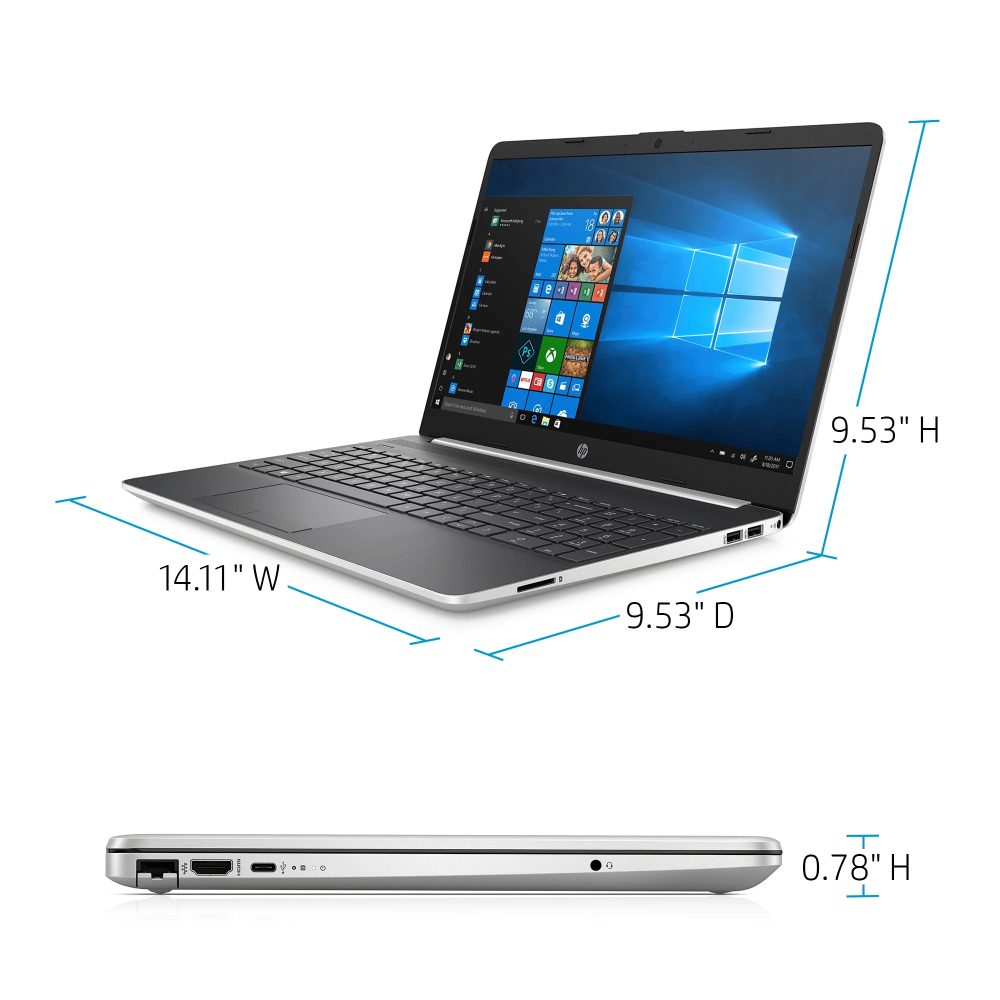 HP 15 Laptop, 15.6" HD Display, Intel Core i5-8265U, Intel UHD Graphics, 8GB, 256GB SSD, Natural Silver, 15-dw0054wm