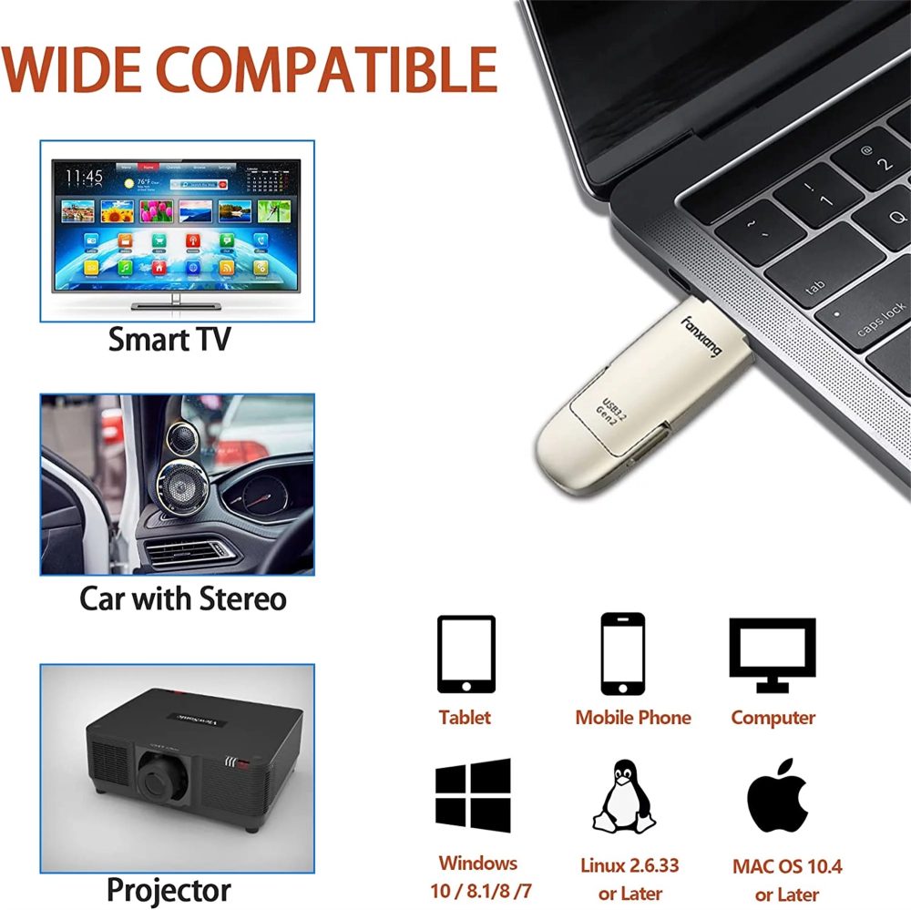 fanxiang FP650 1TB USB Solid State Flash Drive 3.2, Read Speed up to 550Mb/s, High-Speed Thumb Drive, Storage Memory Photo Stick for Type C Android Phone, Tablets, Laptop, Mac, PC, etc