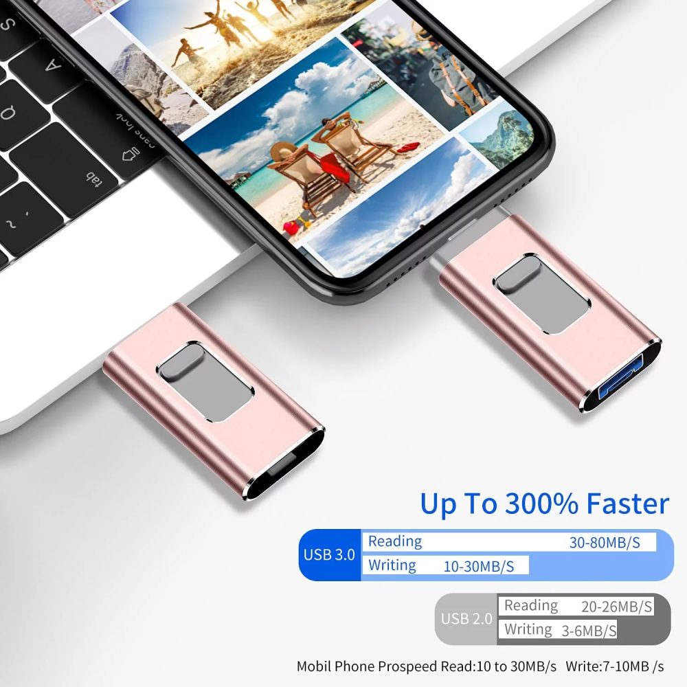 USB 3.0 Flash Drive 1TB Intended for Phone, USB Memory Stick External Storage Thumb Drive Photo Stick Compatible with Phone, and Computer(Pink 1000GB)