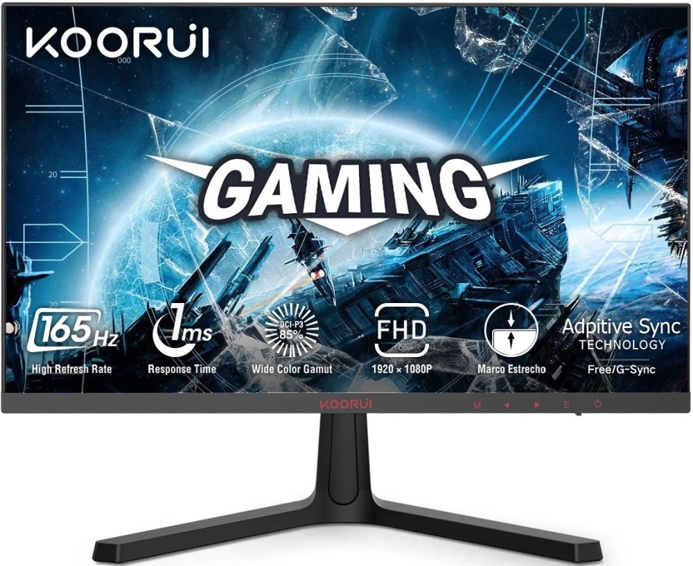 KOORUI 24 inch High-Performance 165Hz/144Hz 1ms(MPRT) 100% sRGB Gaming Monitor,Adpitive sync,3-Side Borderless,FHD 1080P VA Computer Monitor,HDMI/DisplayPort,24E4