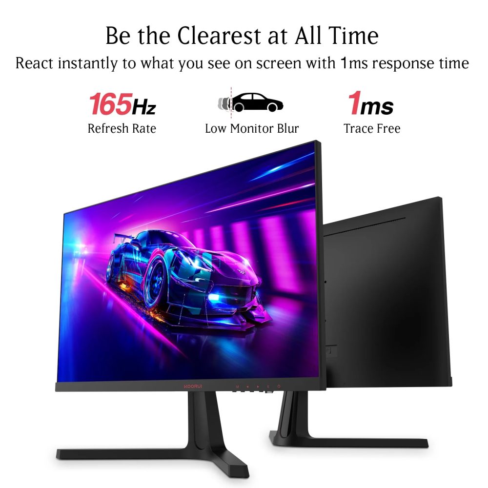 KOORUI 24 inch High-Performance 165Hz/144Hz 1ms(MPRT) 100% sRGB Gaming Monitor,Adpitive sync,3-Side Borderless,FHD 1080P VA Computer Monitor,HDMI/DisplayPort,24E4