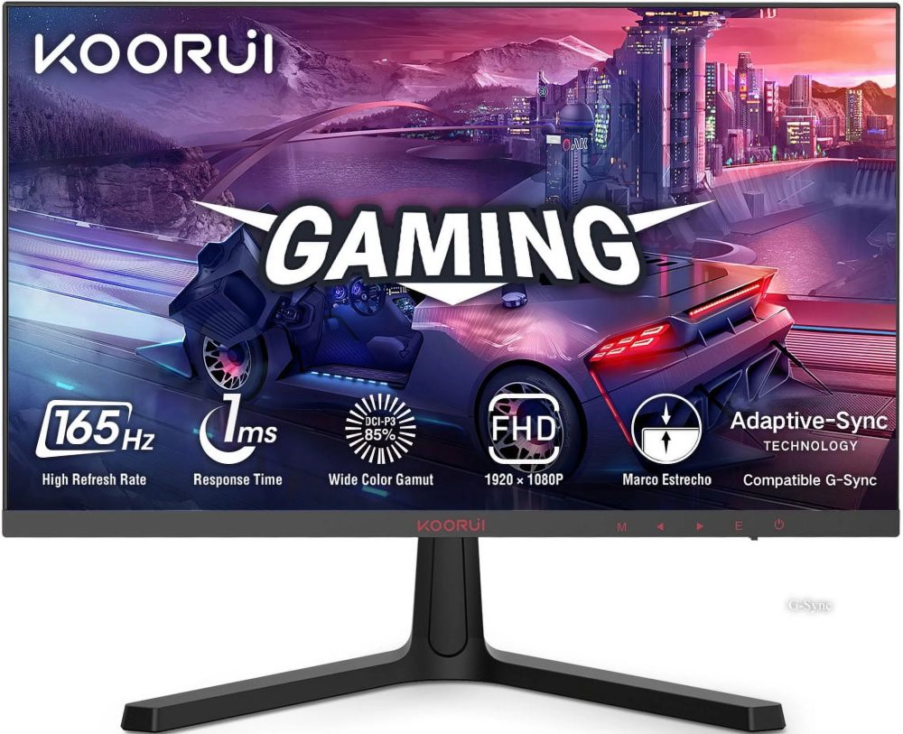 KOORUI 24 inch High-Performance 165Hz/144Hz 1ms(MPRT) 100% sRGB Gaming Monitor,Adpitive sync,3-Side Borderless,FHD 1080P VA Computer Monitor,HDMI/DisplayPort,24E4