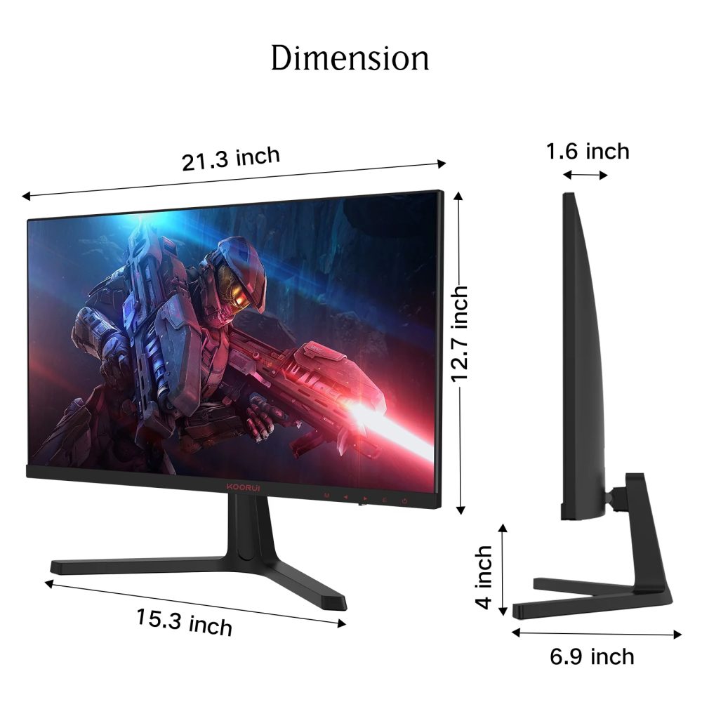 KOORUI 24 inch High-Performance 165Hz/144Hz 1ms(MPRT) 100% sRGB Gaming Monitor,Adpitive sync,3-Side Borderless,FHD 1080P VA Computer Monitor,HDMI/DisplayPort,24E4