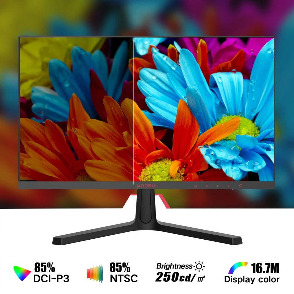 KOORUI 24 inch High-Performance 165Hz/144Hz 1ms(MPRT) 100% sRGB Gaming Monitor,Adpitive sync,3-Side Borderless,FHD 1080P VA Computer Monitor,HDMI/DisplayPort,24E4