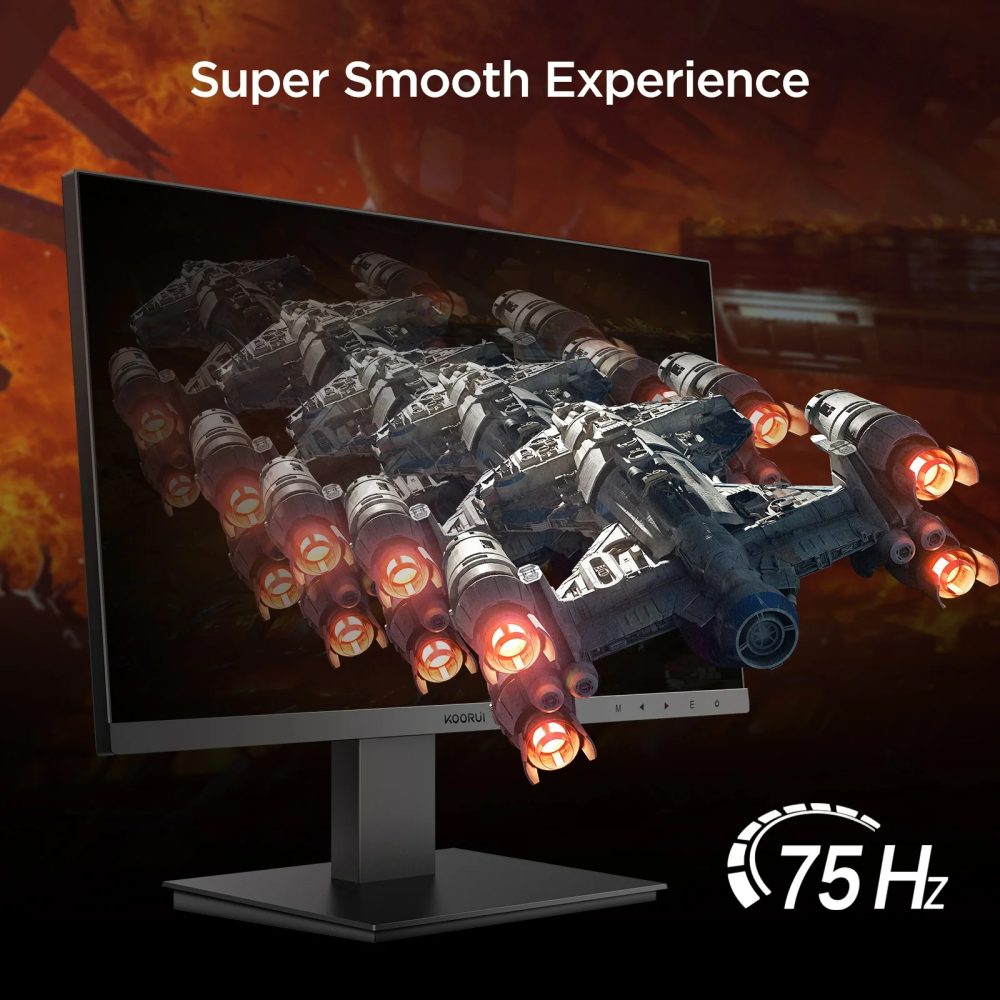 KOORUI 27 inch Computer Monitor,IPS FHD (1920 x 1080) 75Hz 99% sRGB PC Desktop Gaming Monitors for Computer ,HDMI/VGA Port, Visioncare,27N1