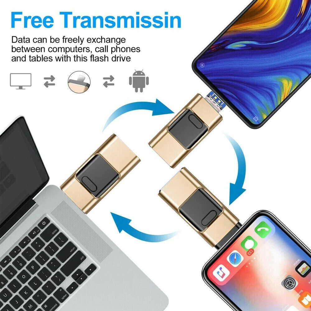 LLOM 64GB USB 3.0 Flash Pen Drive Thumb U Disk Memory Stick Storage for iPhone iPad PC