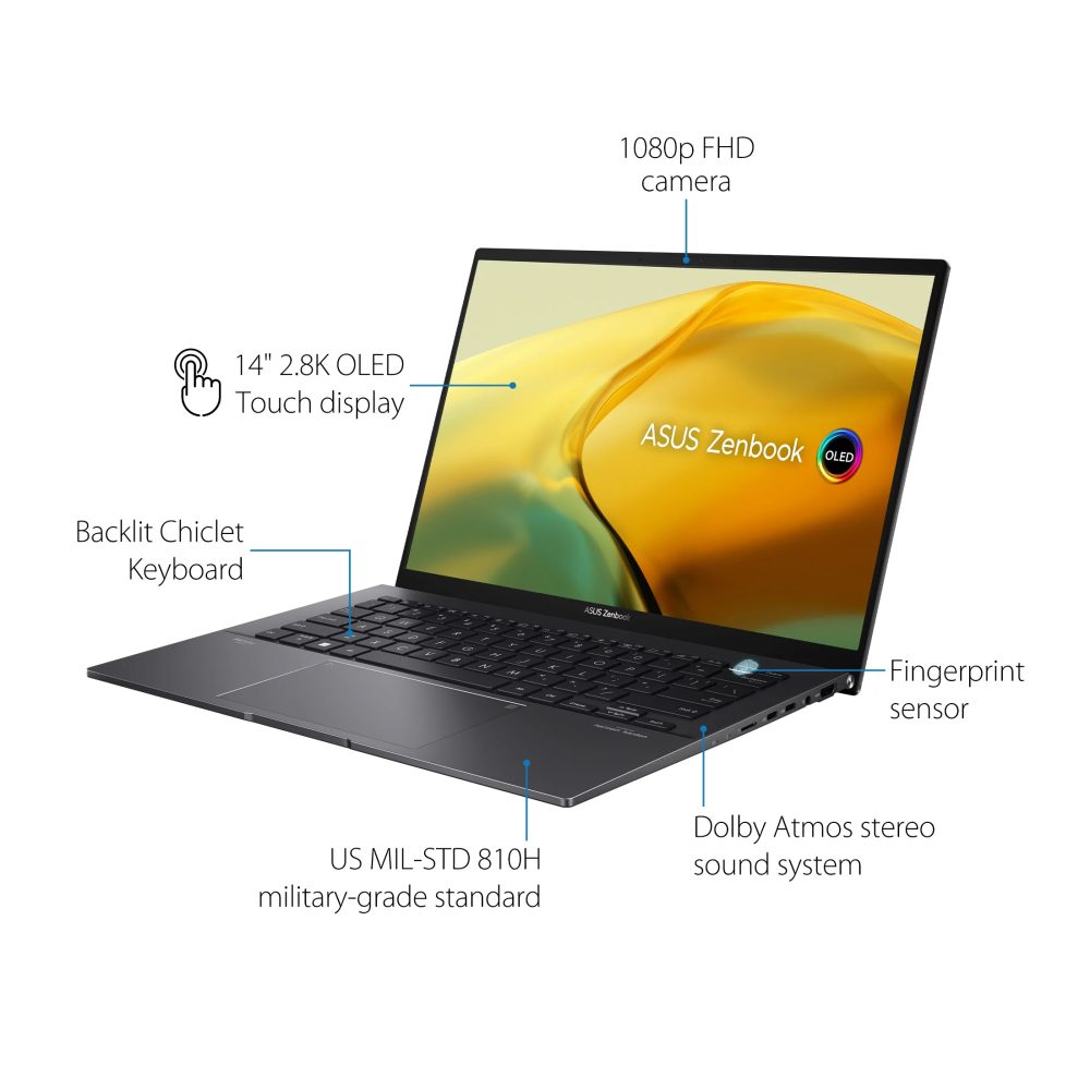 ASUS Zenbook 14” OLED Touch PC Laptop, AMD Ryzen 5 7530U, 8GB, 256GB, Windows 11, UM3402YA-WS51T