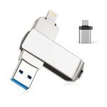 Flash Drive for iPhone, with Lanyard，KEXIN 128GB USB 3.0 IOS Memory Stick for iPhone / iPad / Android / Computer, 3-in-1, White